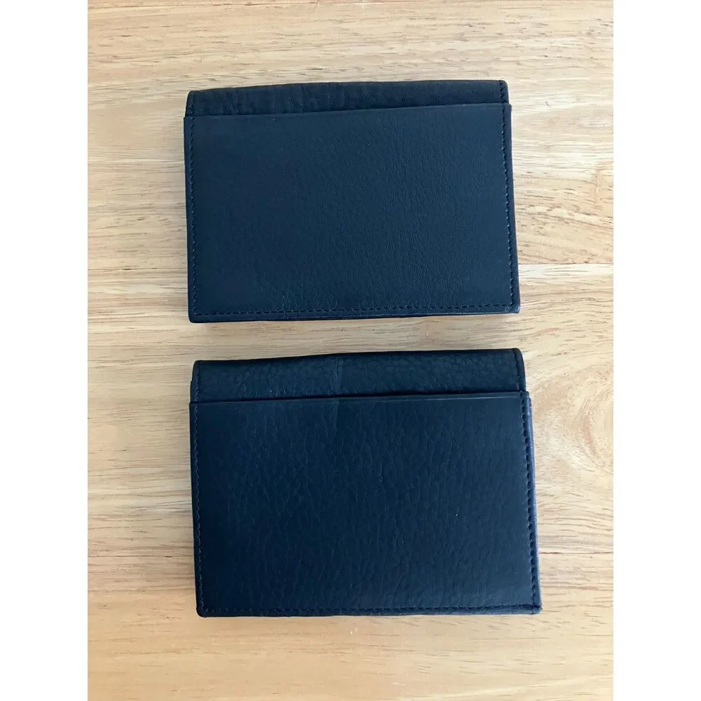 Lot of TWO Black Leather Credit Business Card Wallets NWOT